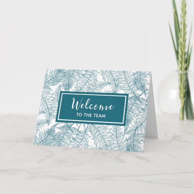 Mörk blått Ferns Employee Välkommen till teamet Kort (Framsida)