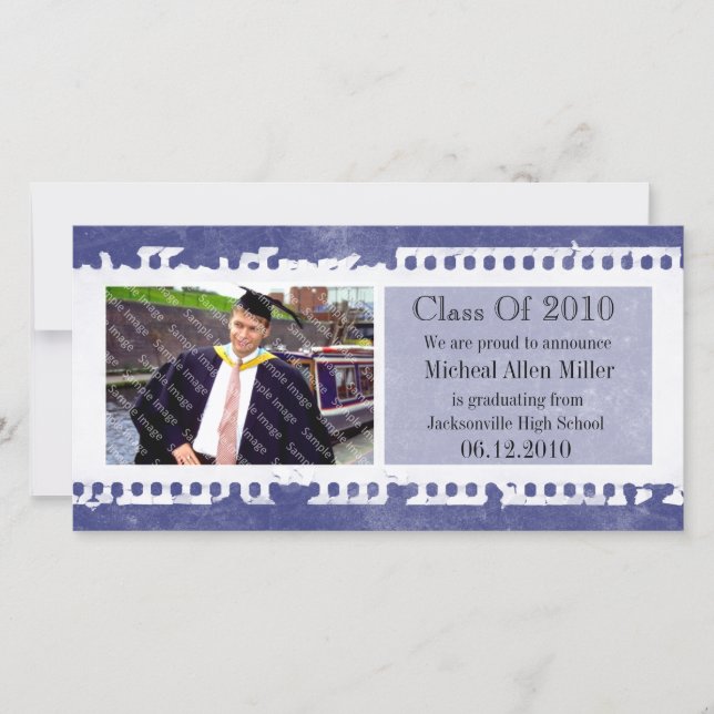 Mörk blått filmgrunge-fotokort för Studenten Meddelande (Framsida)