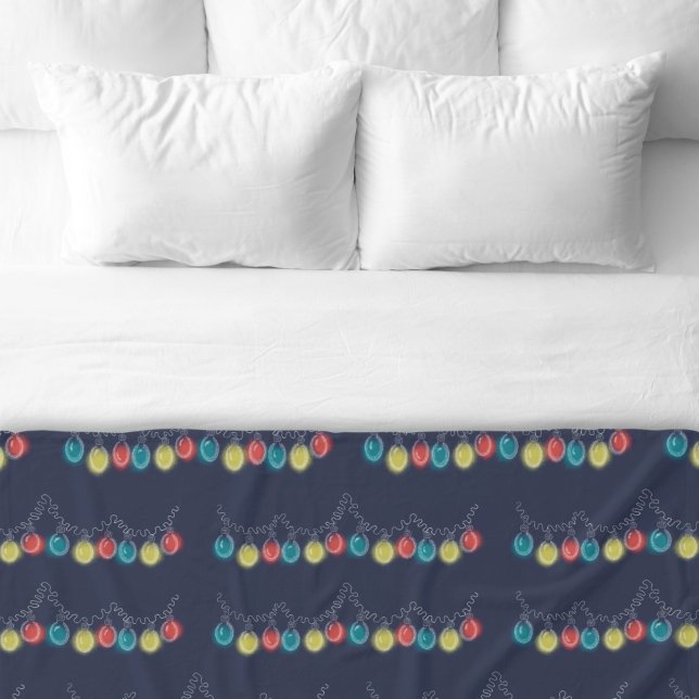 Mörk blått Fleece Blanket Ljus (Christmas Lights Colourful Dark Blue Fleece Christmas Blanket.)