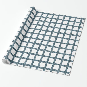 Mörk blått fönsterrutor i Snöre på vit Presentpapper