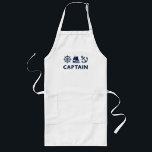 Mörk blått för Anchor-kapten för hjulbåt Långt Förkläde<br><div class="desc">Nautisk illustrativ och typografisk utformning av fraktens hjul,  segelbåt och ankare med kaptentyp nedanför mörk blått.</div>