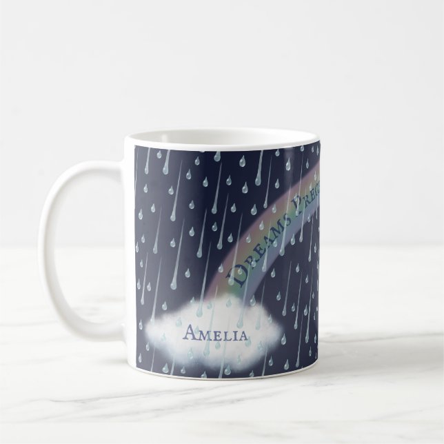 Mörk blått för anpassningsbar Message Rainbow Arch Kaffemugg (Vänster)