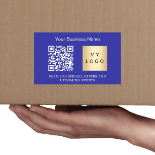 Mörk blått för Business namn logotyp qr-kod Rektangulärt Klistermärke