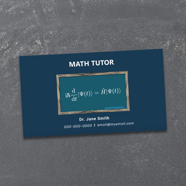 Mörk blått för kalkboard- och ekvationsmatare visitkort (Chalkboard & Equation Math Tutor Dark Blue Business Card)