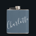 Mörk blått för minimal skriptPersonlig Namn Fickplunta<br><div class="desc">Minimalistisk skripttypografi Namn-kolv i Mörk Dusty Blue</div>