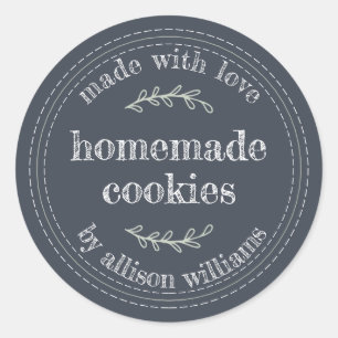 Mörk blått för Rustic Homemade Baked Goods Cookies Runt Klistermärke