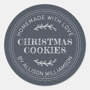 Mörk blått för Rustic Homemade jul Cookies Runt Klistermärke