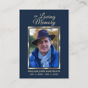 MÖRK BLÅTT FOTO FÖR FUNERAL PRAYER TACK VISITKORT