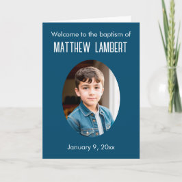 Mörk blått foto-frontens-polka-prickad baptism program