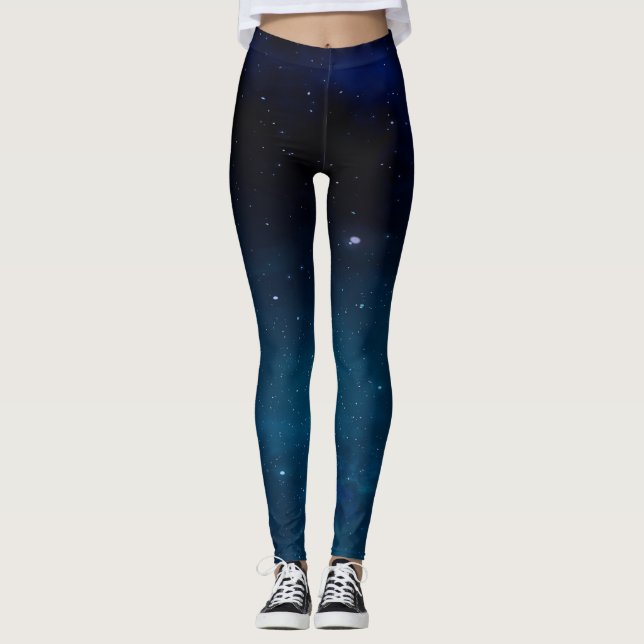 Mörk blått Galaxy Leggings (Framsida)