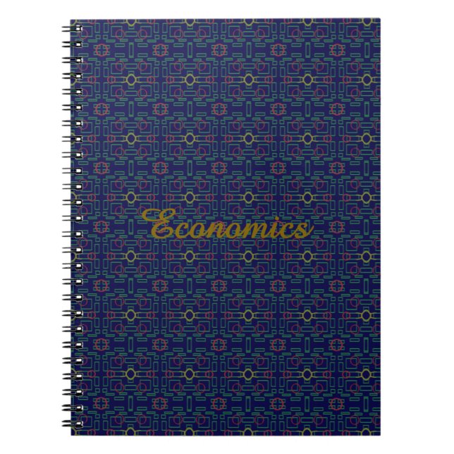 Mörk blått Geometric Spiral Photo Notebook Anteckningsbok (Framsidan)