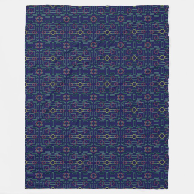 Mörk blått geometrisk fleece Blanket (Framsidan)