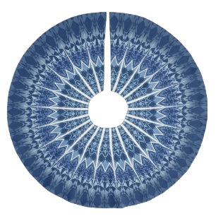 mörk blått geometrisk Mandala Julgransmatta Borstad Polyester
