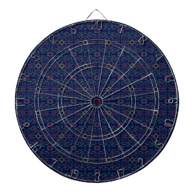 Mörk blått geometrisk rityta darttavla (Framsidan)