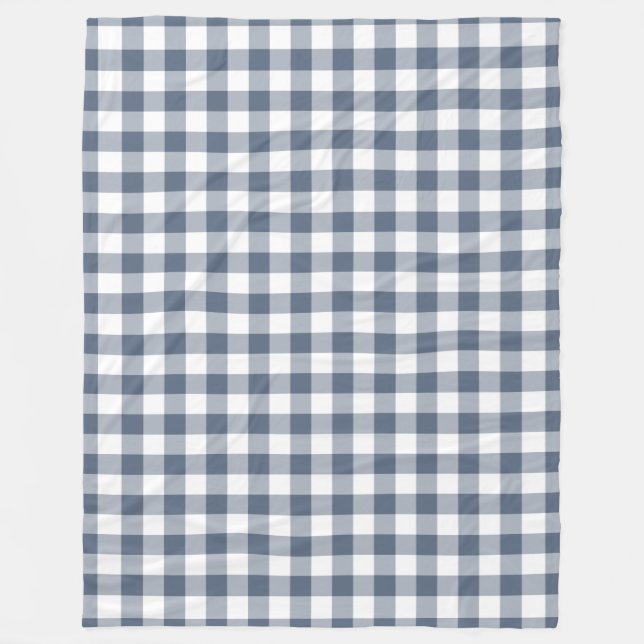 Mörk blått Gingham Mönster Fleecefilt (Framsidan)