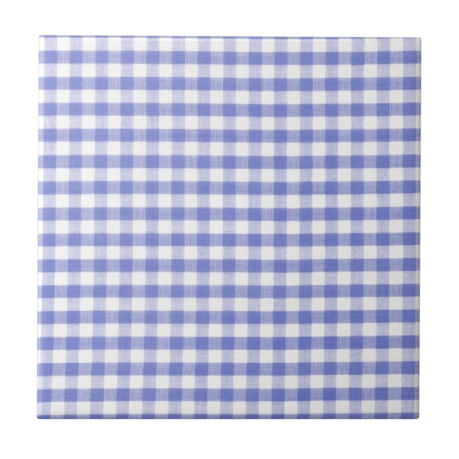 Mörk blått gingham mönster kakelplatta (Framsidan)