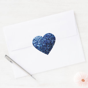 Mörk blått glänsande faux glitter-sparkler hjärtformat klistermärke