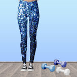 Mörk blått glänsande faux glitter-sparkler leggings<br><div class="desc">Coola,  roligt,  elegant och en unik bild över utskriften. Vackra glamorösa blanka glitter-glänsar. Foto av blå gnistor,  inte glitter!</div>