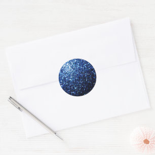 Mörk blått glänsande faux glitter-sparkler runt klistermärke