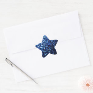 Mörk blått glänsande faux glitter-sparkler stjärnformat klistermärke