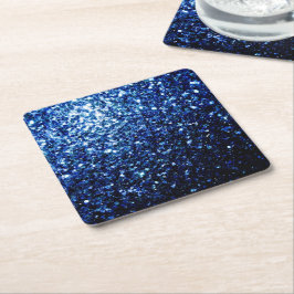 Mörk blått glänsande faux glitter-sparkler underlägg papper kvadrat