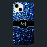 Mörk blått, glansig faux glitter gnistra Monogram<br><div class="desc">Anpassa med ditt första och namn. Unik faux sparkly-telefonväska med vackra glamorösa, blanka glitter-gnistor. Foto av blå gnistor, inte glitter!</div>