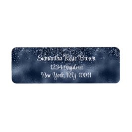 Mörk blått Glitter & Foil Return-adressetikett Returadress Etikett