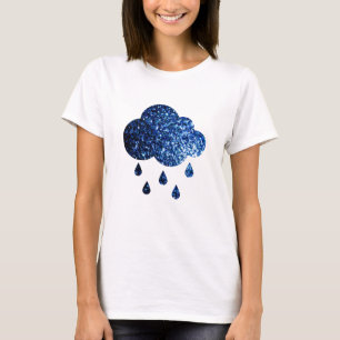 Mörk blått glitter-glittrar från lågregn tee shirt
