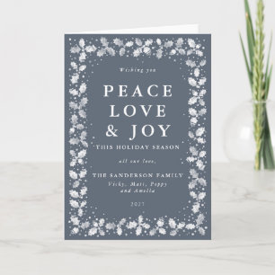 Mörk blått Grått Holly Lövs Peace Kärlek & Joy Helgkort