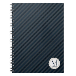 Mörk - blått- & gråttpersonligMonogram Anteckningsbok Med Spiral