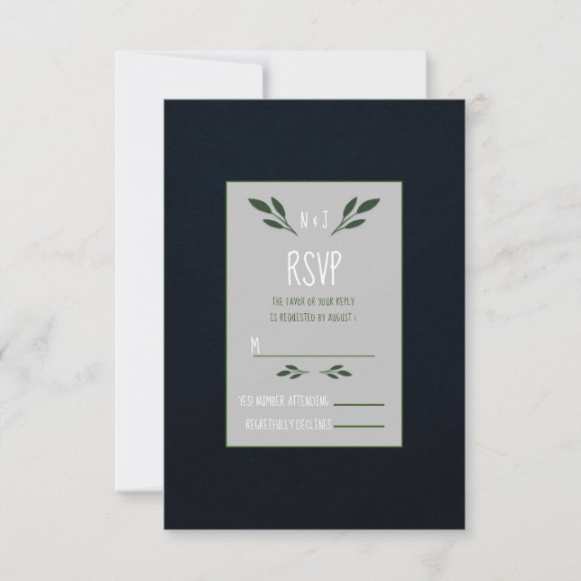 Mörk blått & Grönt Lövs Grey Rustic OSA (Framsida)