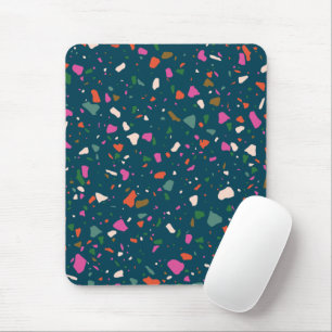 Mörk blått Grönt med Rosa Orange Teal Terrazzo Musmatta