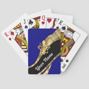 Mörk - blått & guld fleur de lys spel kort