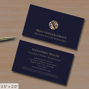Mörk blått Guld Logotypen Visitkort
