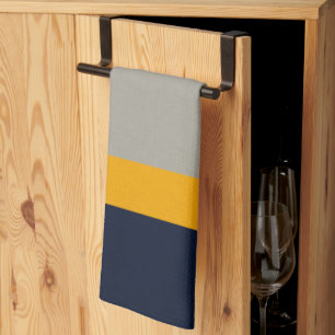 mörk blått, Gult, Grått-stripe Texturerad  Kökshandduk