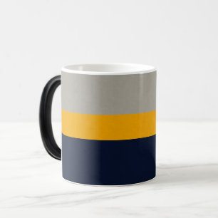 Mörk blått, Gult, Grått-stripe Texturerad Magisk Mugg