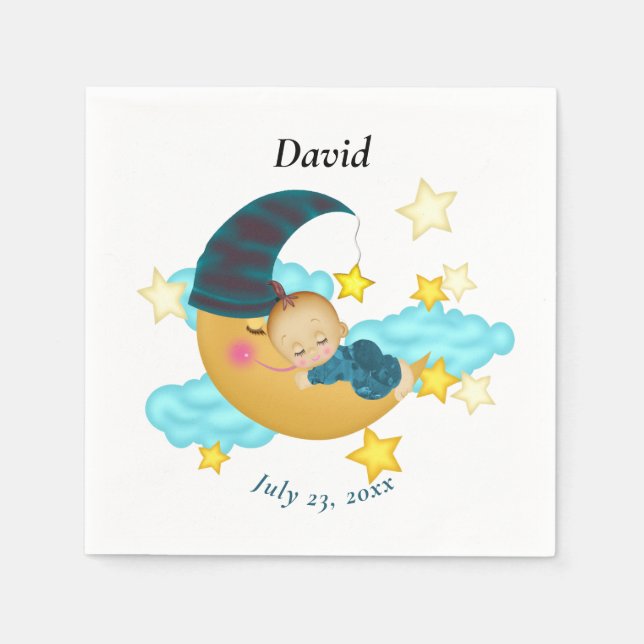 Mörk blått Hat Baby vid Måne Pappersservett (Framsidan)