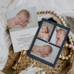 Mörk Blått Hej Baby födelsekort för Inbjudningar