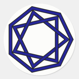 Mörk blått Heptagram i Heptagon Runt Klistermärke