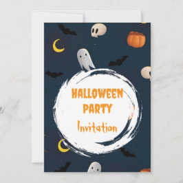 Mörk blått inbjudan till Cute Spooky Halloween fes