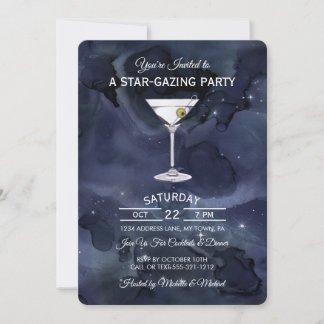 Mörk blått inbjudan till Starry Night Cocktail-par