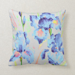 Mörk blått Iris Cushion-vattenfärg Kudde