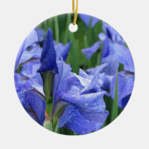 Mörk blått iris-keramisk prydnadsföremål julgransprydnad keramik