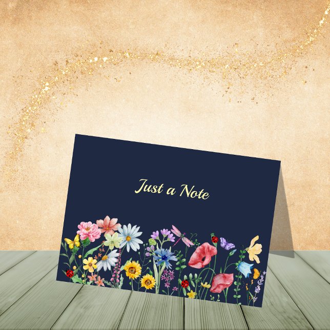 Mörk blått jodblommor i Fält Note Cards Tack Kort (Personalize to add name or initials. Customize to change text, color, or style.)