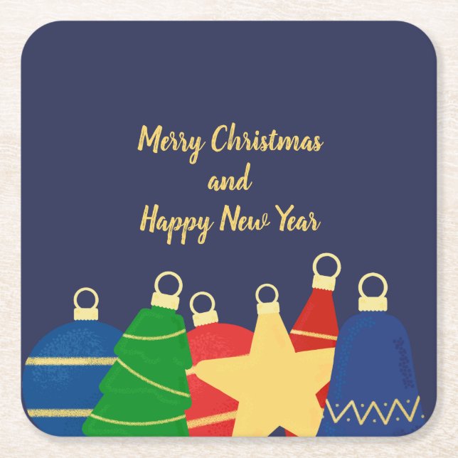 Mörk blått julprydnader underlägg papper kvadrat (Framsidan)