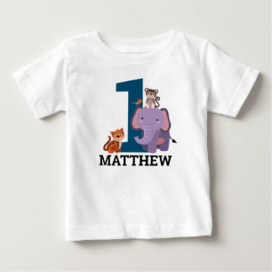 mörk blått jungle Animals Boy T Shirt