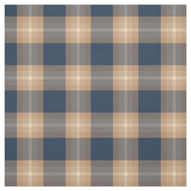 Mörk blått kaffe Tan Brown Tartan Squares Mönster Tyg (Provkarta)