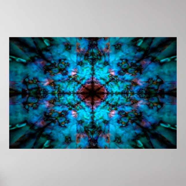 Mörk blått kaleidoskop mönster poster (Framsidan)