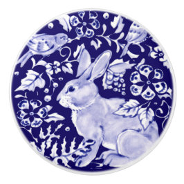 Mörk blått kanin Bunny Woodland Ansikte L Cobalt Knopp