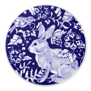 Mörk blått kanin Bunny Woodland Ansikte L Cobalt Knopp